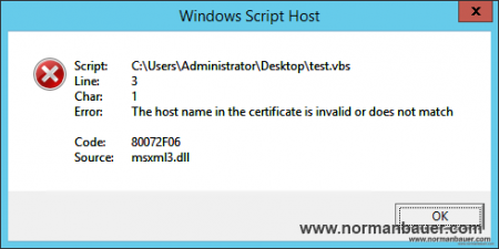 80072F06 msxml3.dll The host name in the certificate is invalid or does not match
