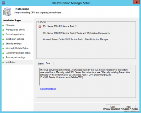 DPM SQL Setup Error 2
