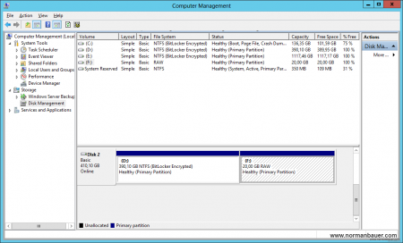 Disk Management - Volume with raw file system