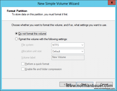 New Simple Volume Wizards - do not format