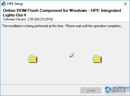 Online ROM Flash Component for Windows - HPE Integrated Lights-Out 4 Installation in Progress