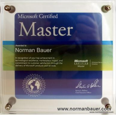 Norman Bauer – now a Microsoft Certified Master