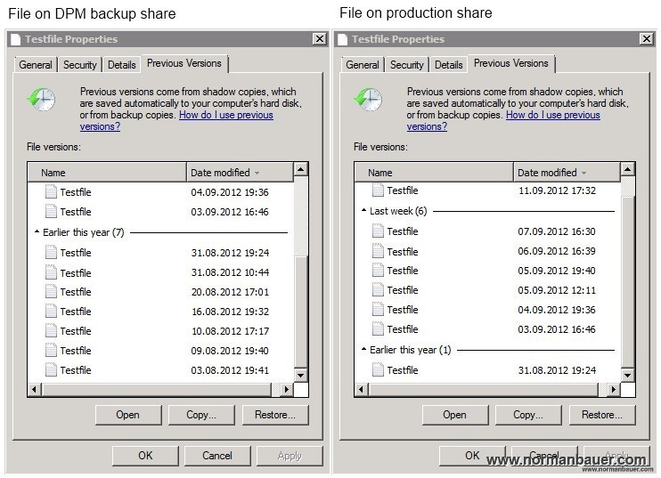 Strange behavior with Data Protection Manager End User Recovery feature or not?