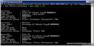 System Center Data Protection Manager - Get list of known tapes in powershell