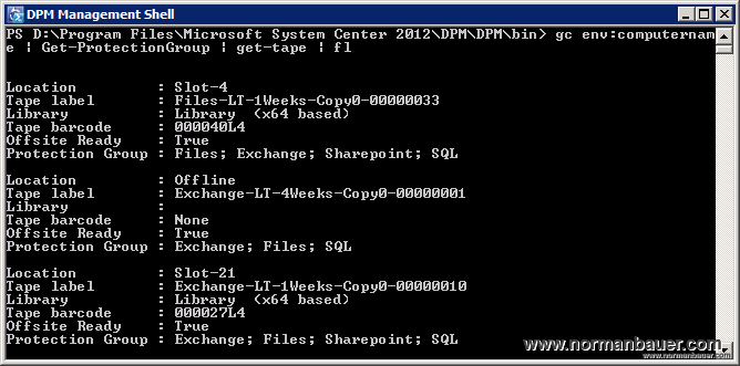 How to get a list of all tapes a System Center DPM Server knows about?