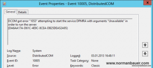 DPM2012SP1 Eventlog error 10005 on protected server