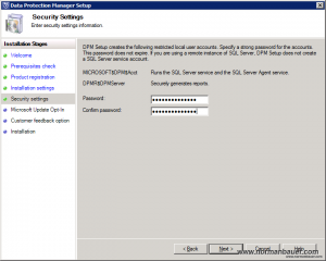 DPM2012SP1 Security Settings