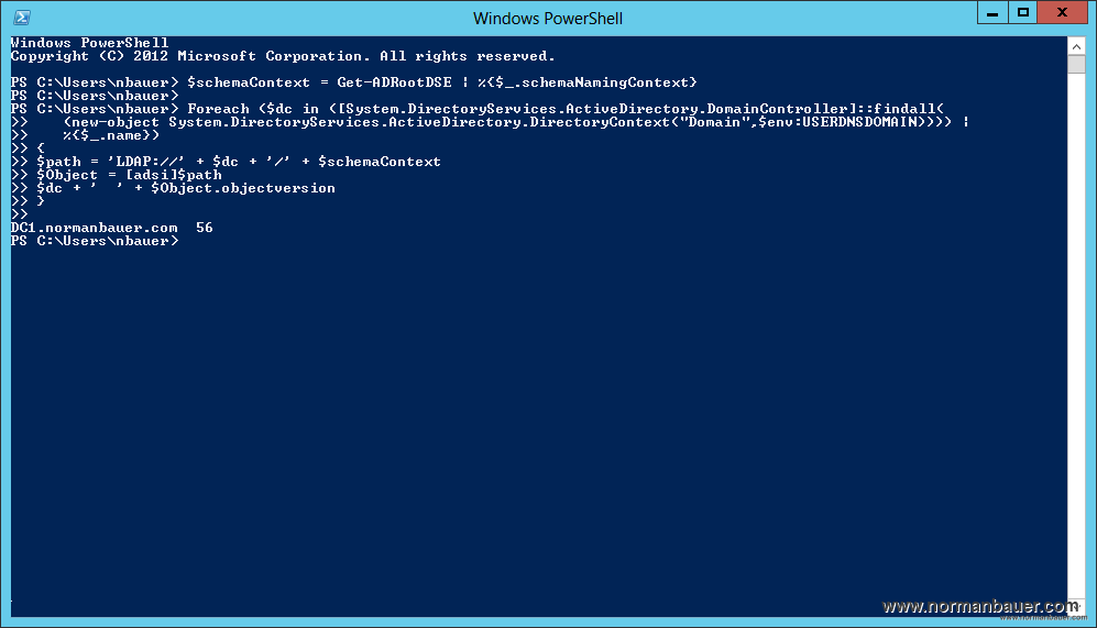 Check objectVersion on all Domain Controllers after schema update with PowerShell