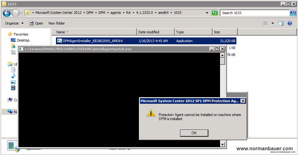 DPM 2012 SP1: Protection Agent cannot be installed