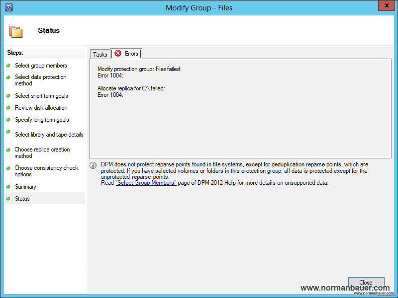 Error in Data Protection Manager 2012 after installation of Update Rollup 3 for System Center 2012 Service Pack 1