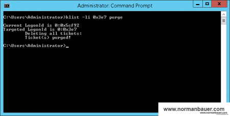 Klist for system account tickets purged