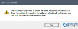 Are you sure that you want to delete a BitLocker encrypted volume