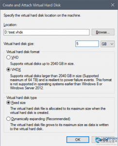 Create and Attach Virtual Hard Disk