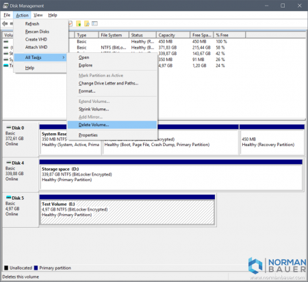 Windows 10 Disk Management Delete Volume