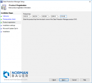 Install Data Protection Manager 1801 Product Key