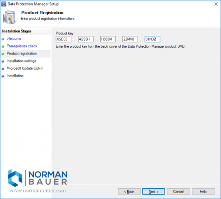 Install Data Protection Manager 1801 Product Key