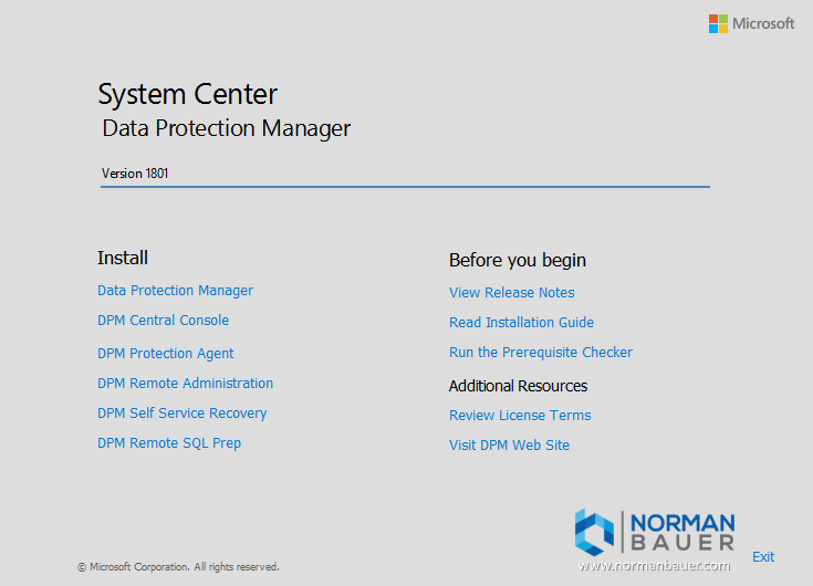 Update System Center Data Protection Manager 2016 to 1801