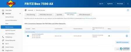 AzureToFritzBoxVPN FRITZBox and Azure connected