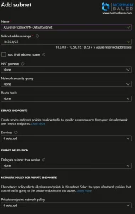 AzureToFritzBoxVPN Virtual network Add subnet Microsoft Azure